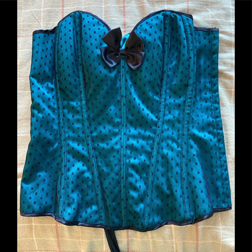 Teal corset and thong set